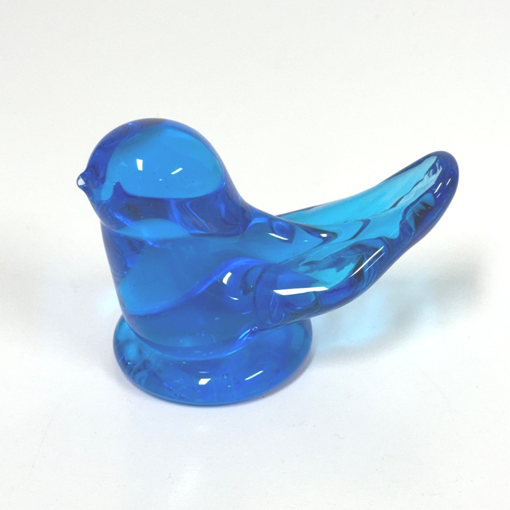 Glass Bluebird of Happiness Figurine Signed 1994 Leo Ward USA Terra Studios